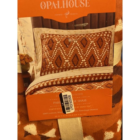 Standard Global Paisley Pieced Sham Rust Red Opalh - Picture 6 of 9